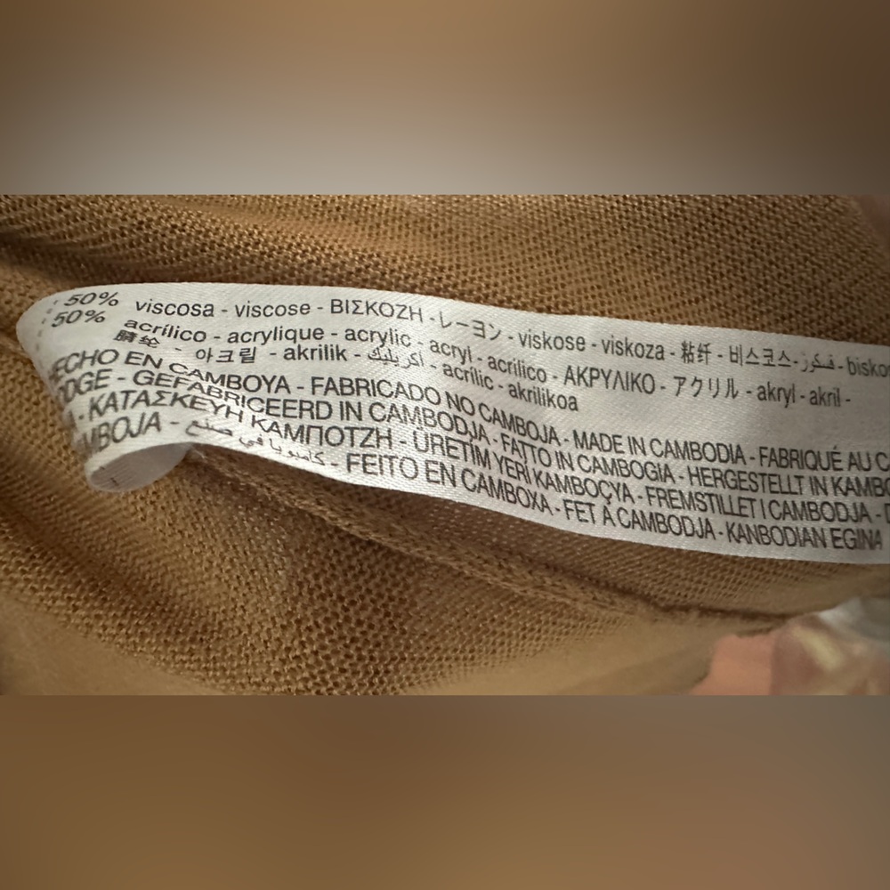 281 Zara | EUC Oversized Camel Brown Knit Sweater Long Sleeve Lightweight (Sz S) - Picture 9 of 12